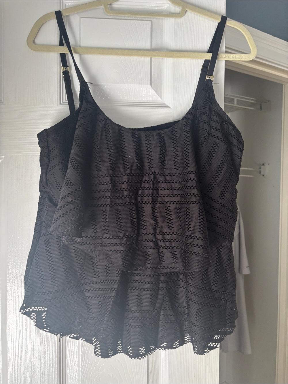 24 and Ocean black lace Tankini top
Lined in black